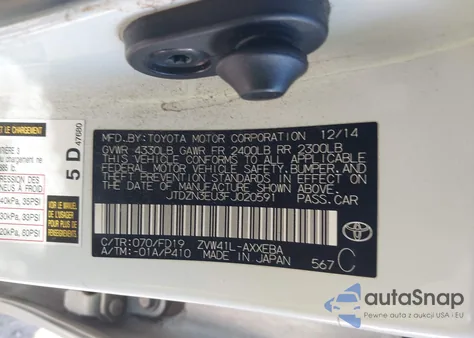 2015 Toyota Prius V Three z USA, uszkodzony, nr VIN JTDZN3EU3FJ020591